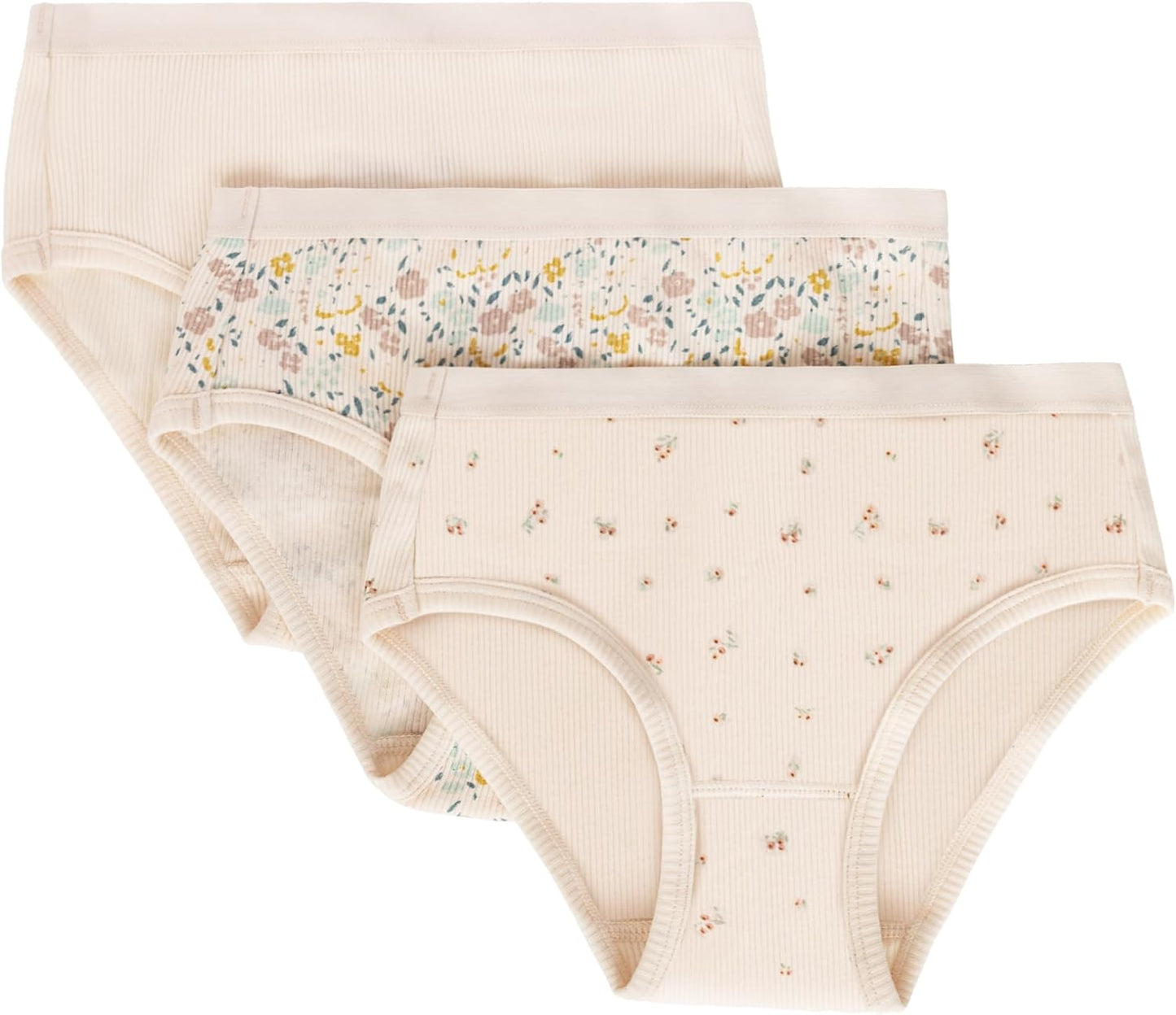 Feathers Floral Print Snug Tagless Cotton Underwear – Girls Underwear Briefs Super Soft Panties (3 Pack)
