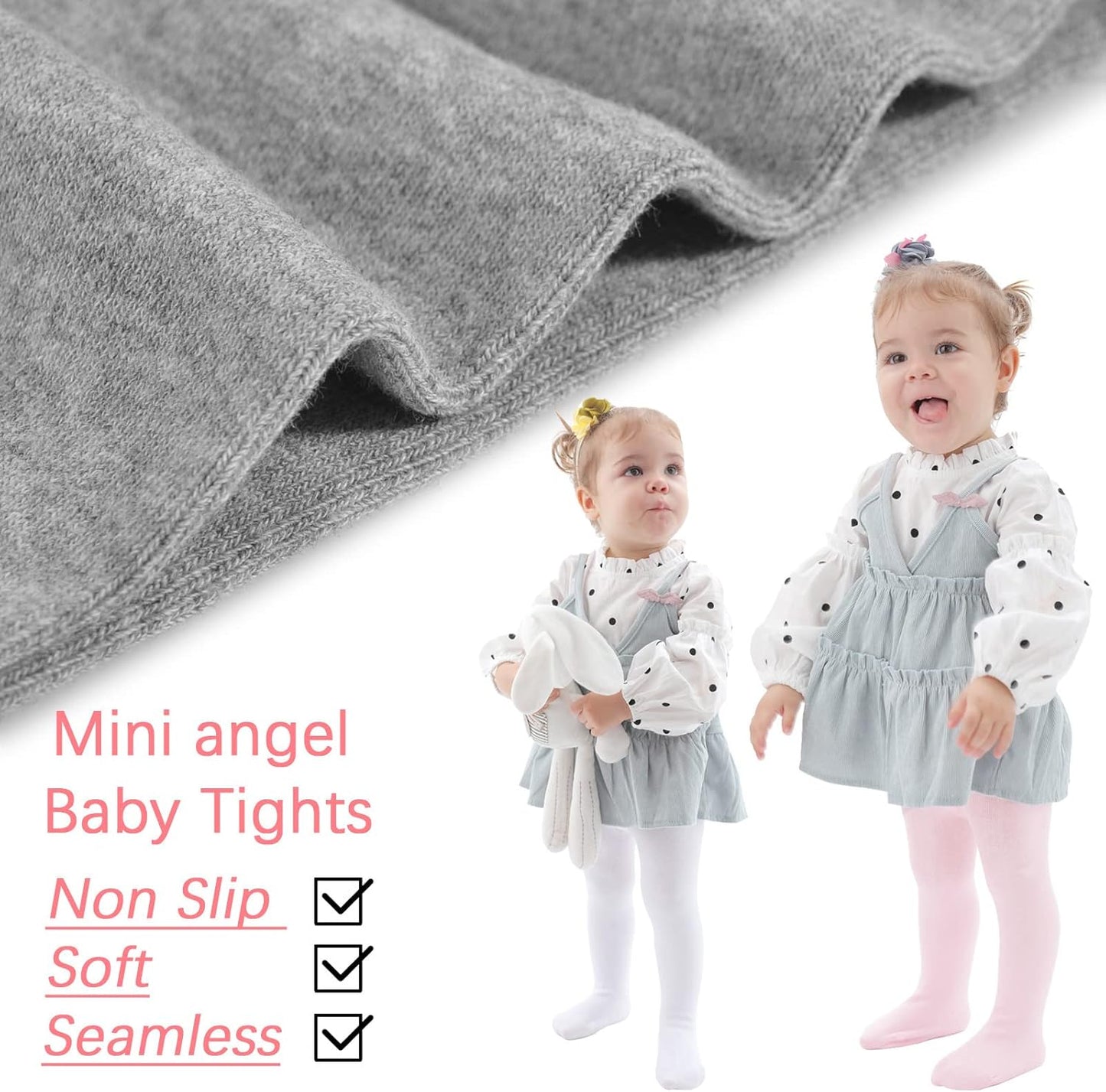 Mini angel Baby Tights Non Slip Baby Girl Tights Plain/Shoe-Look Leggings Seamless Pantyhose Warm Cotton Leggings Non-Skid