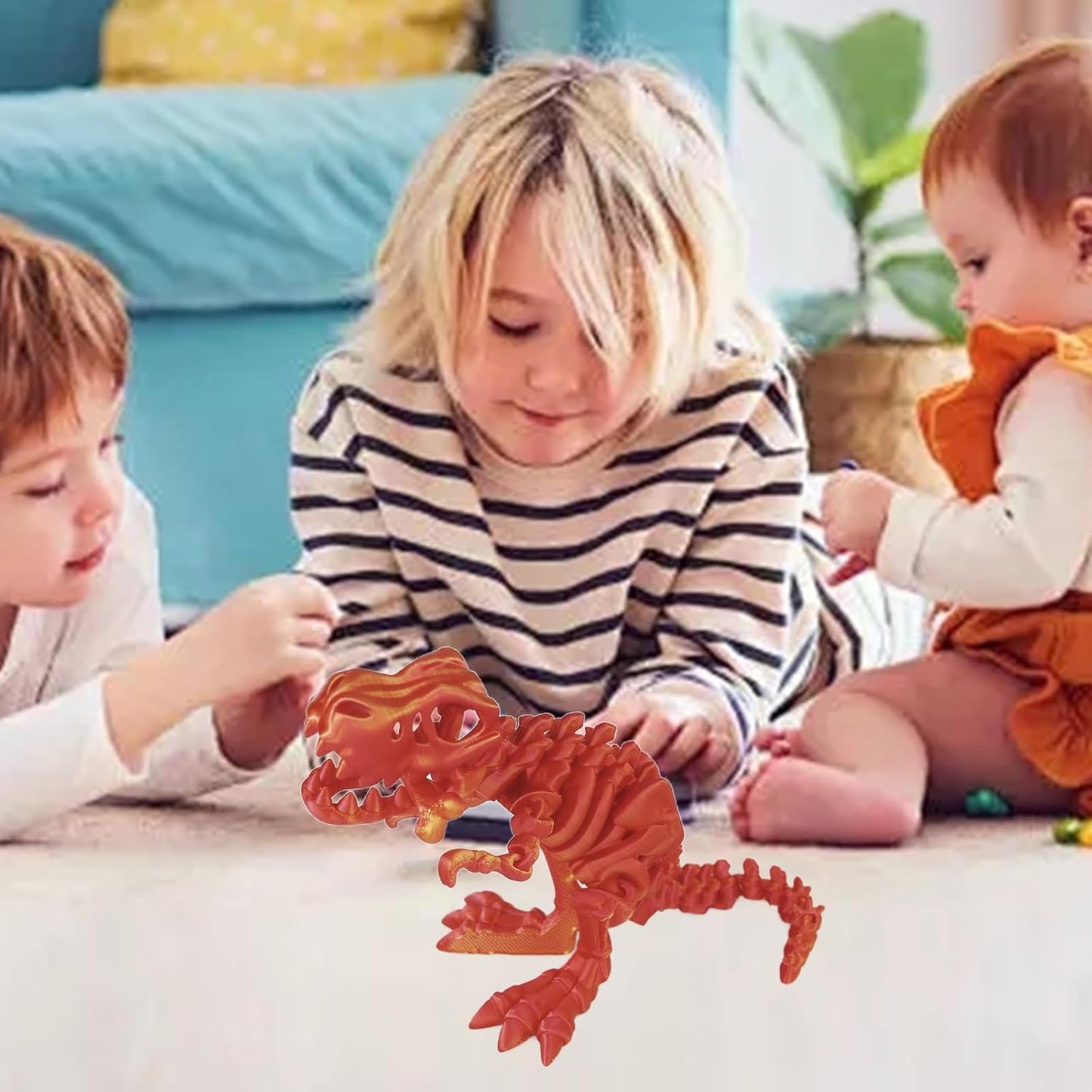 3D Printed Dinosaur Bones Tyrannosaurus Rex Skeleton with Movable Joints, 3D Model Skull T-Rex, Flexible Articulated Dinosaur Fidget Toys Adults for Autism/ADHD