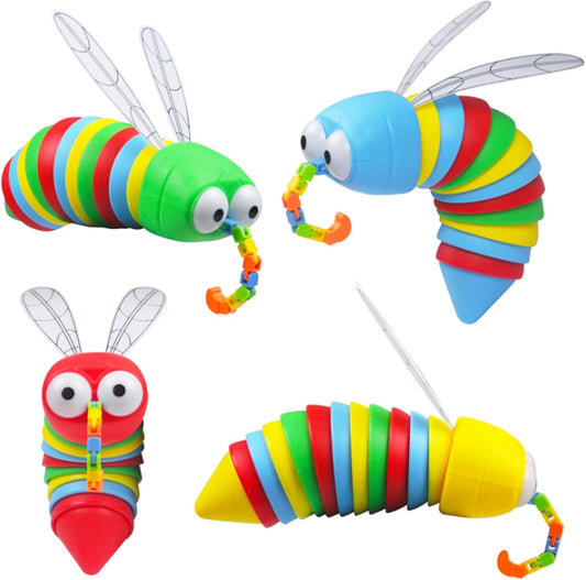 Mosquito Fidget Toy, Quite Toys Fidget Slug Toy for Kids, Restaurant Toys for Toddlers, Road Trip Plane Car Travel Activities for Kids Toddlers (Mosquito, 4 Pack)