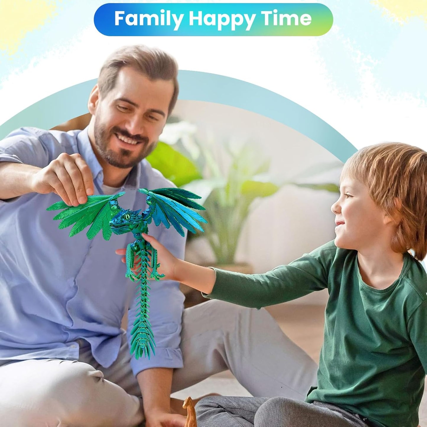 3D Printed Dragon with Wings,3D Printed Animals Toy,3D Printed Flexible Dragons,Crystal Dragon Fidget Toys,Full Articulated Dragon Crystal Dragon ,Adults Fidget Toys for Autism ADHD,Home Office Decor