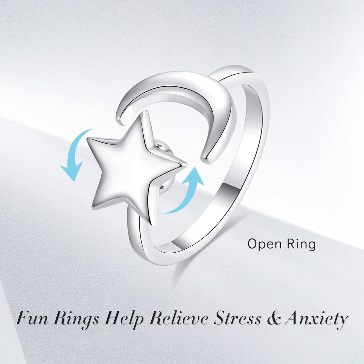 INFUSEU Funny Spinner Fidget Rings for Women Girls Anti Anxiety Stress Worry, Adjustable Size