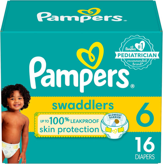 Pampers Baby Diapers - Swaddlers - Size 6, 16 Count, Ultra Absorbent Disposable Infant Diaper