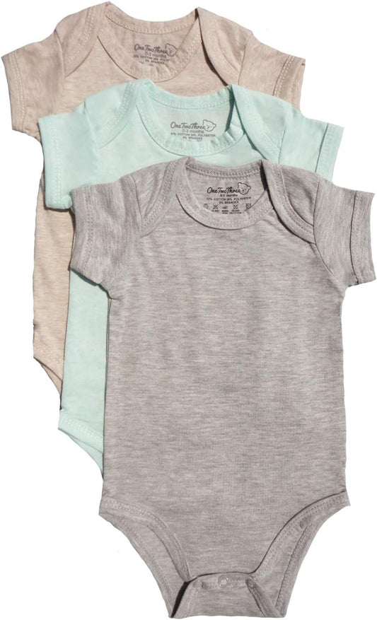 123 Bear Baby Cotton Spandex short-sleeve bodysuits unisex boy girl