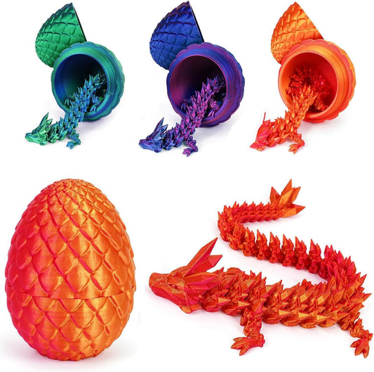 Crystal Dragon Egg Fidget Toy - 3D Dragon Eggs with Dragon Inside Fidget, 3D Printed Dragon Egg Fidget for Gifts, Home Office Decor Executive Desk Toy, Laser Red