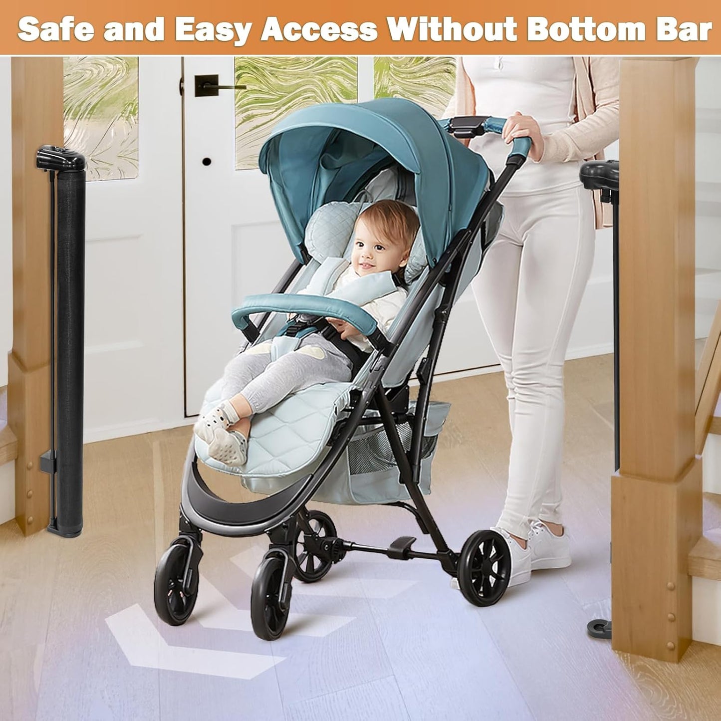 Retractable Baby Gates Dog Gate for Stairs, 55" Wide Mesh Baby Gate Pet Gate for The House, 34" Tall Child Safety Gates for Doorways, Hallways, Deck, Porch, Indoor, Outdoor