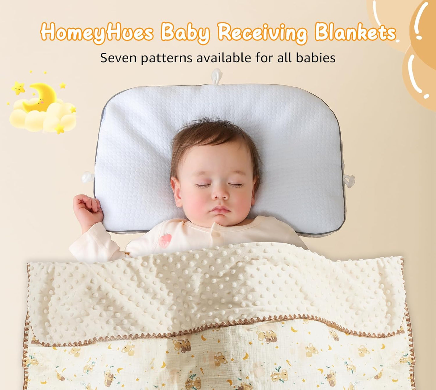 Baby Blanket Double Layer Cotton 40 x 40 Soft Receiving Blanket with Pattern Machine Washable Koala