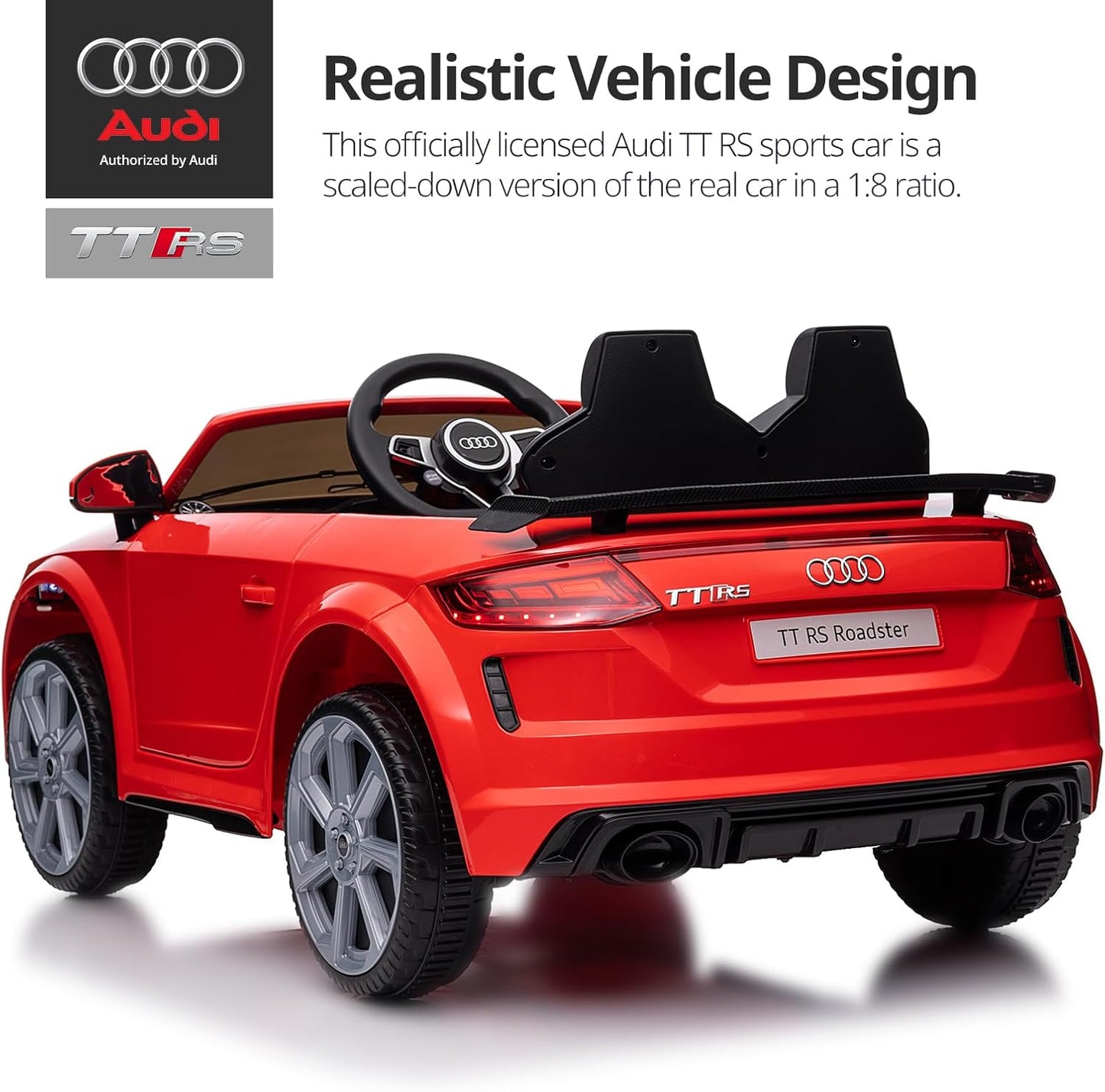 Kids Electric Car, Licensed Audi 6V Kids Ride on Toy Car for Toddlers with Remote - Red