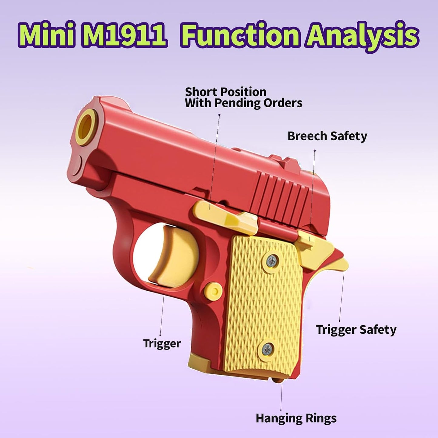1911 3D Printed Small Pistol Toys, Stress Relief Pistol Toys for Adults, Fidget Toys Suitable for Relieving ADHD, Anxiety, Suitable Toys for Friends Adults and Kids Best Gift