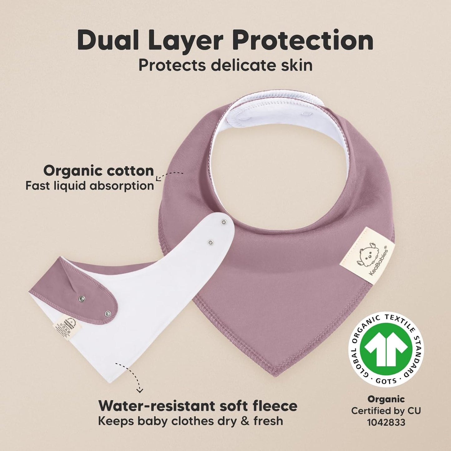 8-Pack Organic Baby Bandana Bibs for Girls - Super Absorbent Triangle Baby Bibs for Drooling and Teething Infant, 100% Cotton Extra Soft for Newborn, Infant 0-36 Months (Mauve)