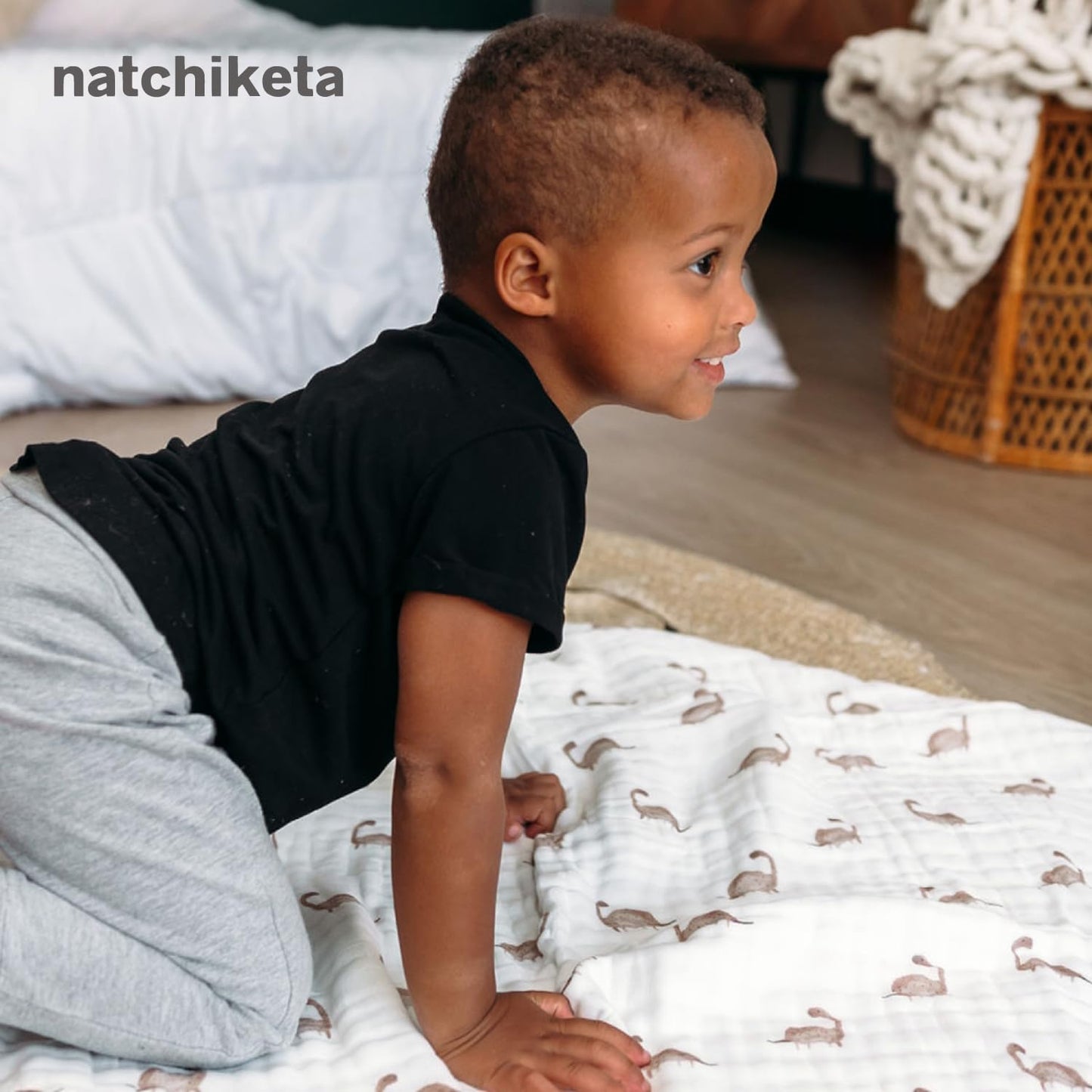 Organic Cotton Muslin Baby Blanket for Boys and Girls - Luxurious Soft Toddler Quilt for Swaddling - Gender Neutral Blankets Makes a Great Jungle