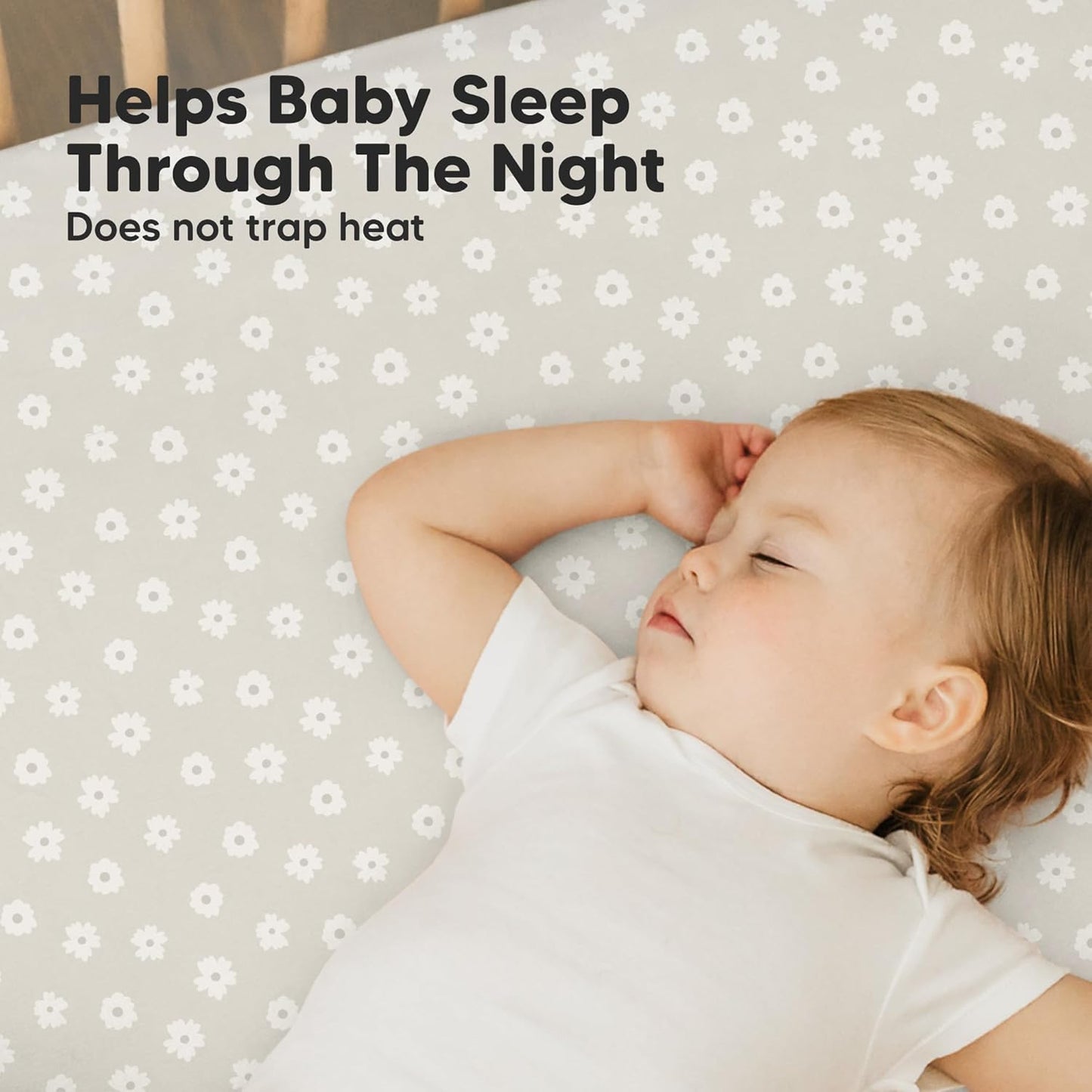 2-Pack Mini Crib Sheets Fitted - 38x26 Pack N Play Sheets for Pack and Play Mattress, Organic Cotton, Soft & Breathable Playard Bedding, Neutral Mini Toddler Bed Cover for Boys, Girls (Meadow)