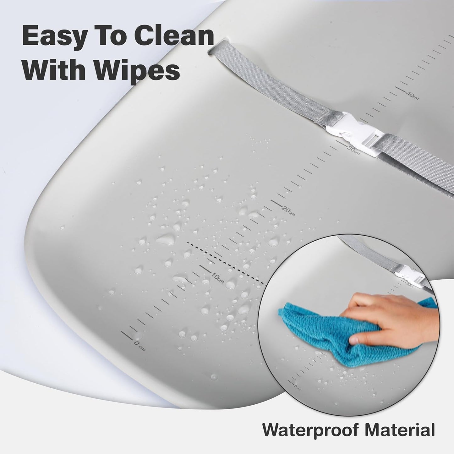 Baby Changing Pad, Soft, Lightweight and Portable, Waterproof and Easy to Clean, Large EVA Cushion for Comfort with Height Scale and Anti Slip Bottom (Grey with Height Scale)