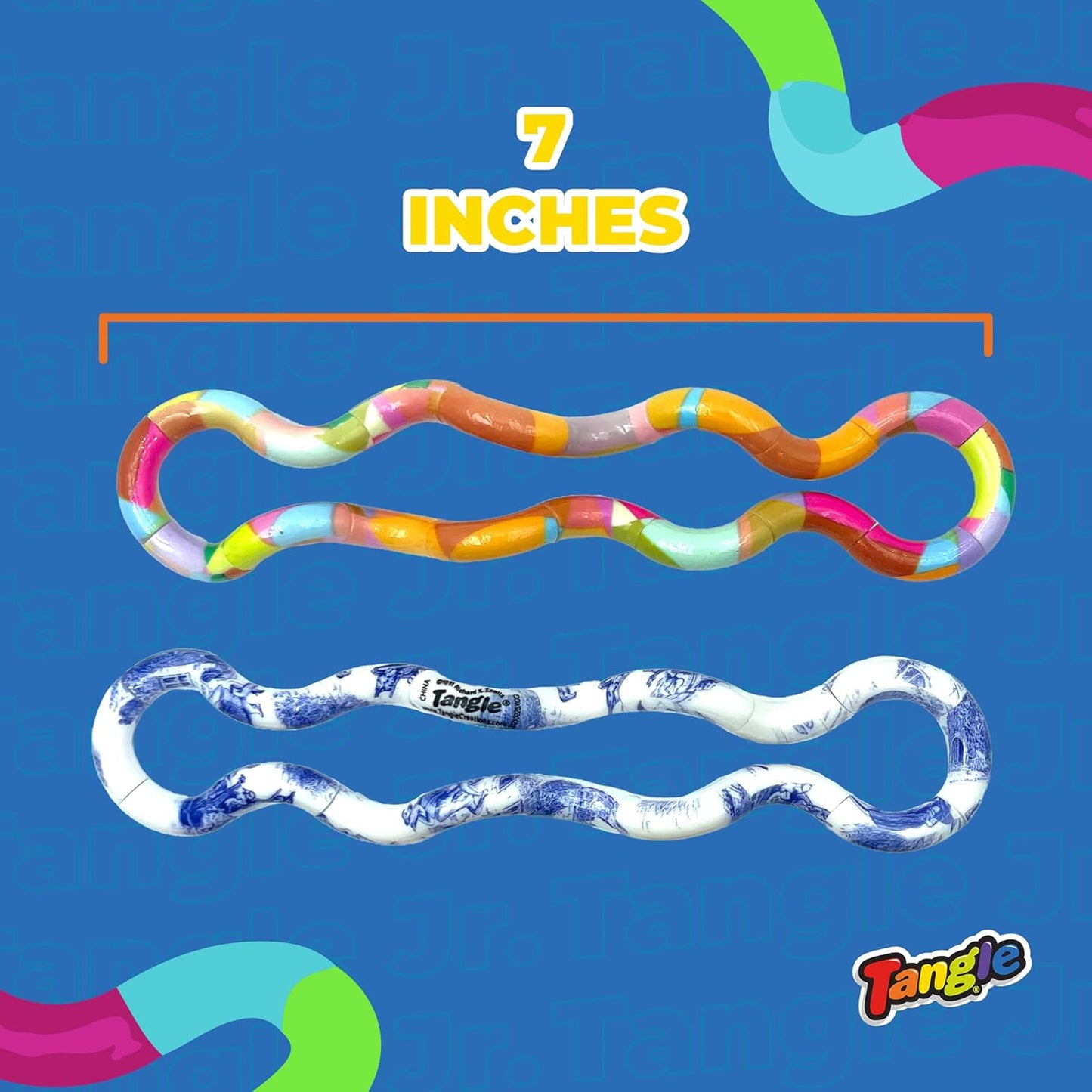 Tangle Jr. Masterpiece 3-Pack Porcelain,Mache,Lollipop Artistic Pattern for Unique Fidget Experience - Fidget with These tangles at Work or School - Twist Fidget Toy for Kids and Adults - Desk Toy