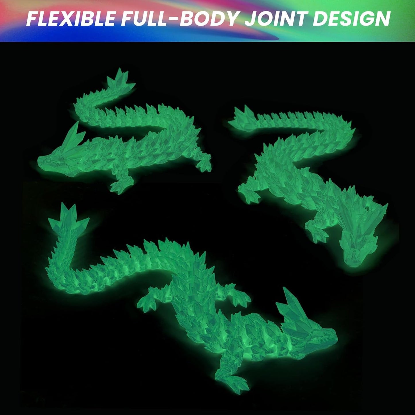 3D Printed Dragon Egg, Dragon Eggs with Dragon Inside, Crystal Articulated Dragon, Mystery Dragon Egg Fidget Toy, 3D Dragon Eggs Surprise Fidget Toy (Luminous Green)