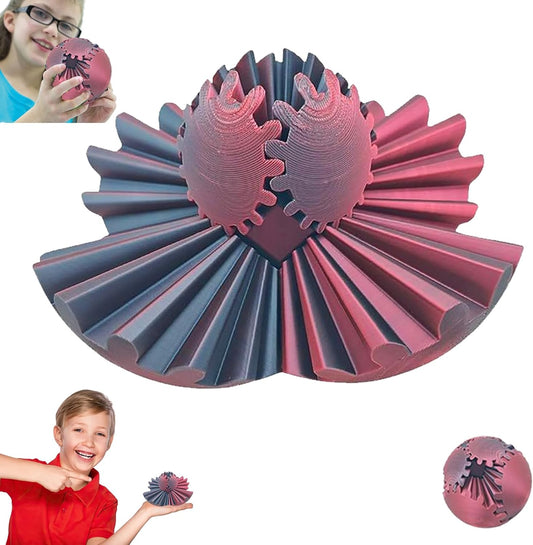 Gear Ball 3D Printed Gear Sphere Fidget Rotating Ball Cube Gadgets, Gear Sphere Ball for Work or Travel Stress Toys Gear Fidget Toys, Stress and Anxiety Relief Gear Toys (Powder Gray, 8CM/3.15in)