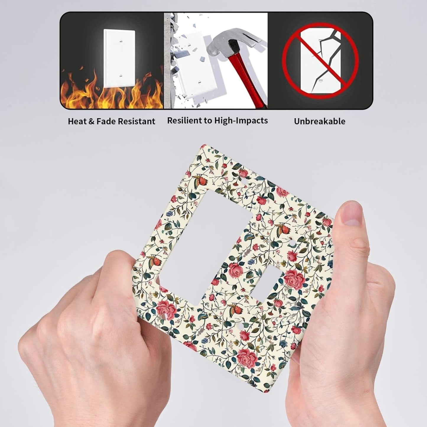 Outlet Covers Vintage Flowers Rose Leaf Bird Butterfly 1 Toggle 1 Rocker Combination Decorative Wall Plate Electrical Switch Plates Light Switch Cover Plate for Bedroom living Room Decor