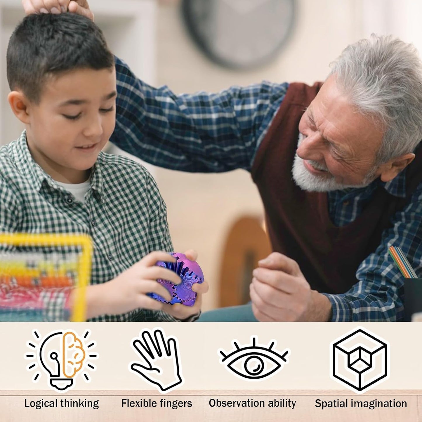 Gear Ball 3D Printed Fidget Toy, Gear Sphere Desk Toy, Stress and Anxiety Relief Ball for Adults at work/study/travel