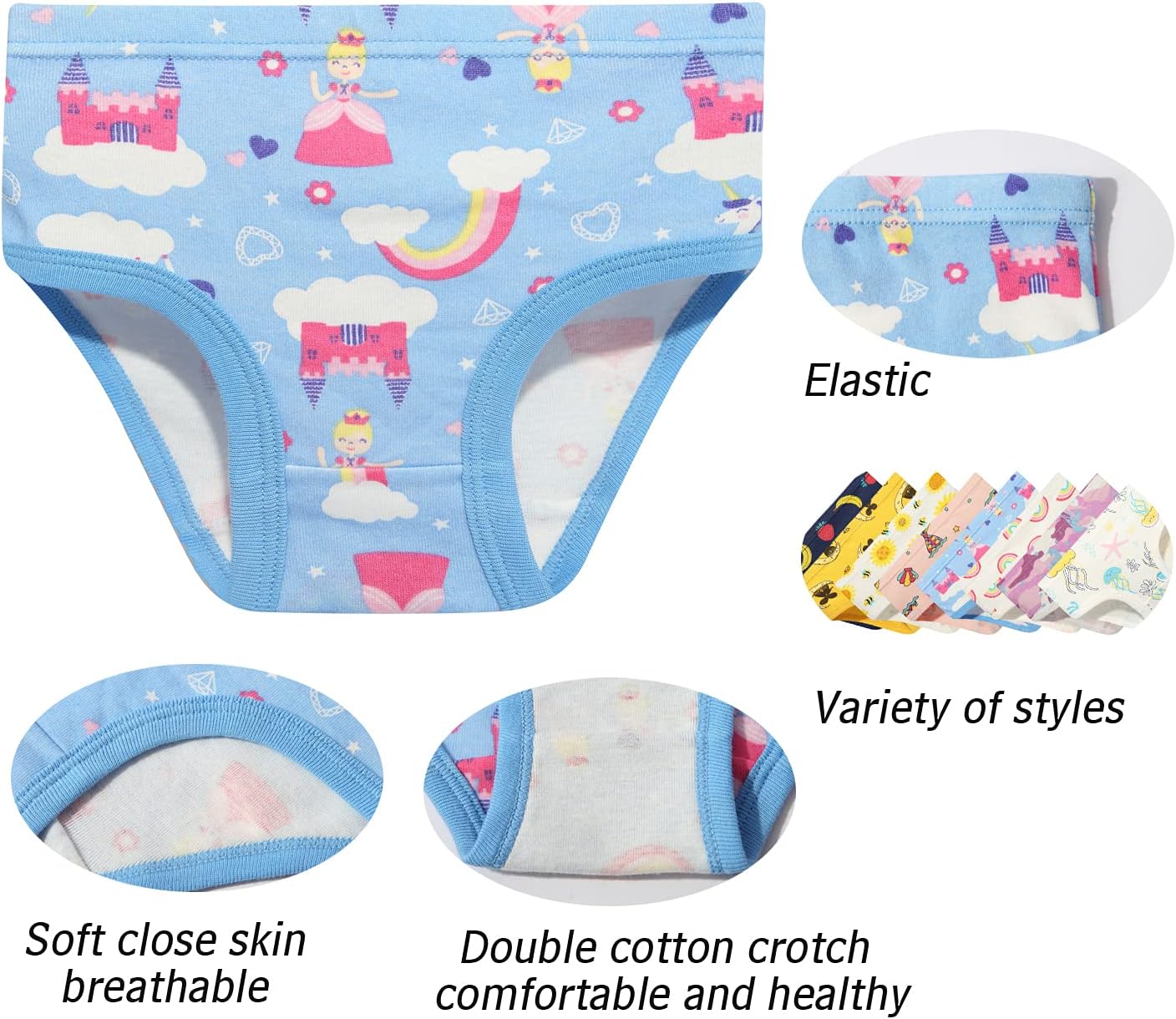Girls' Cotton Brief Breathable Toddler Panties Kids Assorted Underwears 6-8 pieces