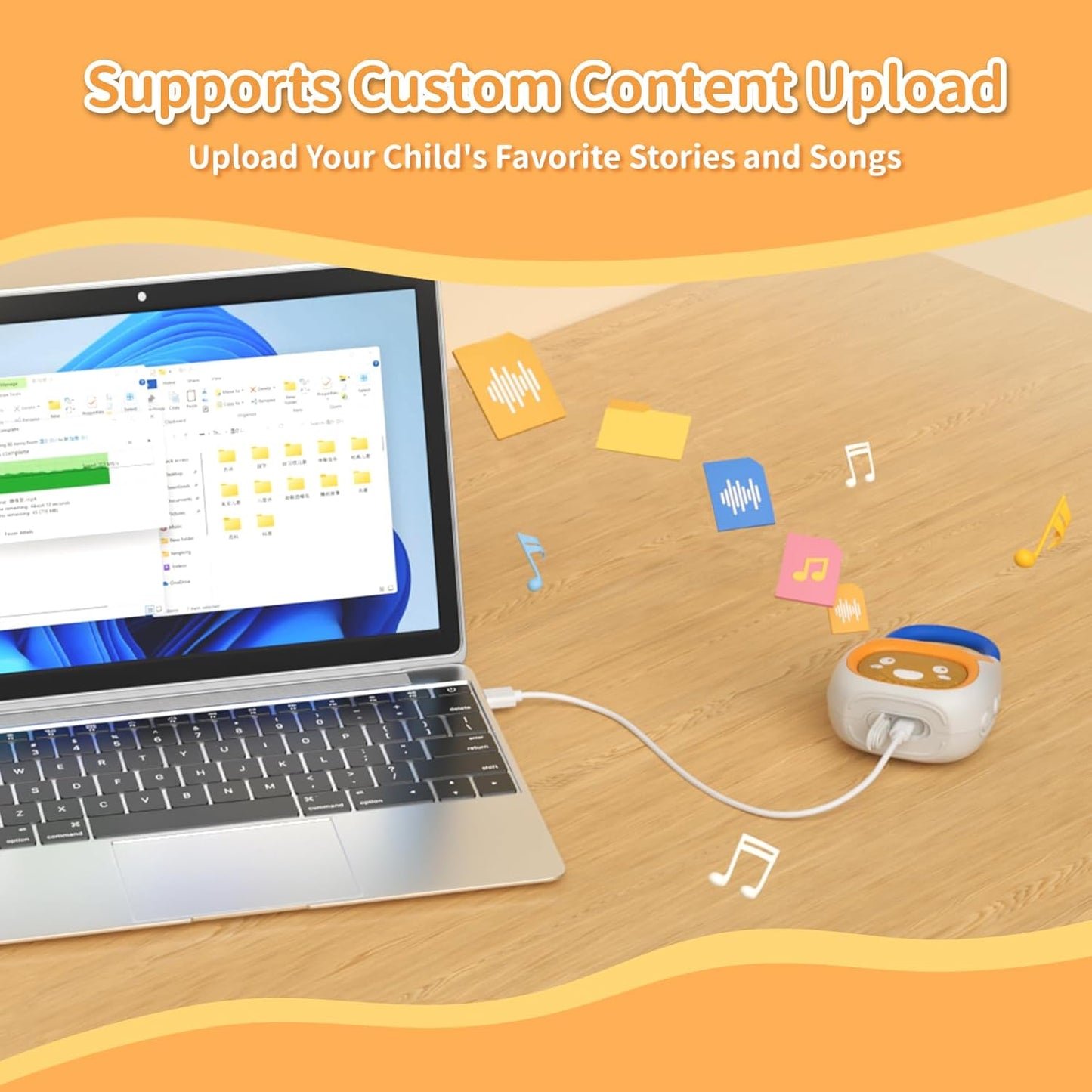 alilo Pocket Bunny Portable Kids Music Player, Musical Toys for Toddlers 1-3-5, Preloaded 120+ Stories/Music/Lullabies/White Noise,High Fidelity Sound Travel Bluetooth Speaker (with Strap and Ring)