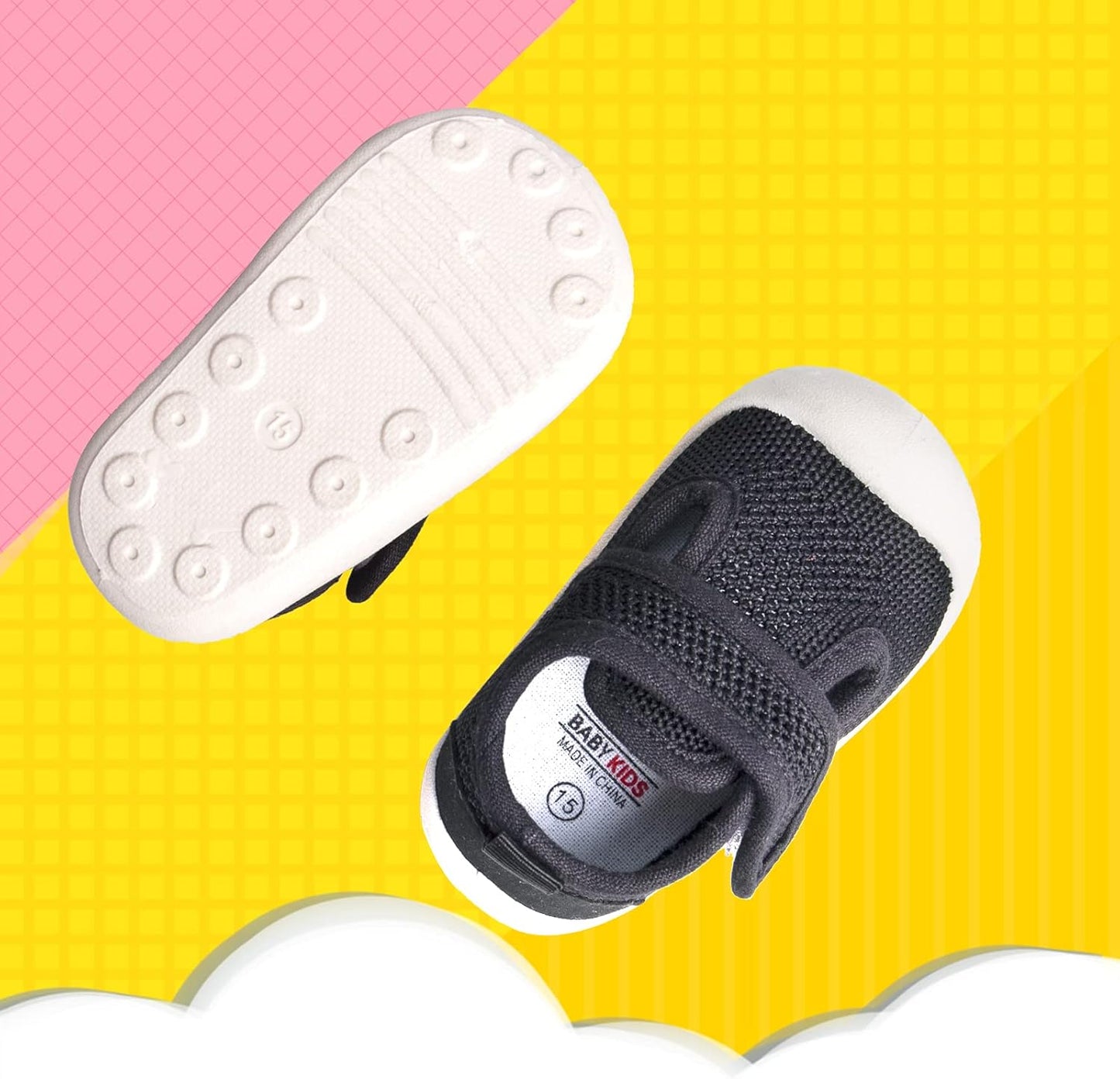 Baby First-Walking Shoes 1-4 Years Kid Shoes Trainers Toddler Infant Boys Girls Soft Sole Non Slip Cotton Canvas Mesh Breathable Lightweight TPR Material Slip-on Sneakers Outdoor