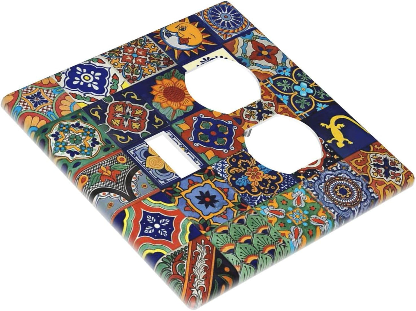 Talavera Mexican Tiles Traditional Color Decoration Print Wallplates 1 Toggle 1 Duplex Switch Plate Electrical GFCI Faceplate Decorative Light Switch Covers for Kitchen Bathroom Decor