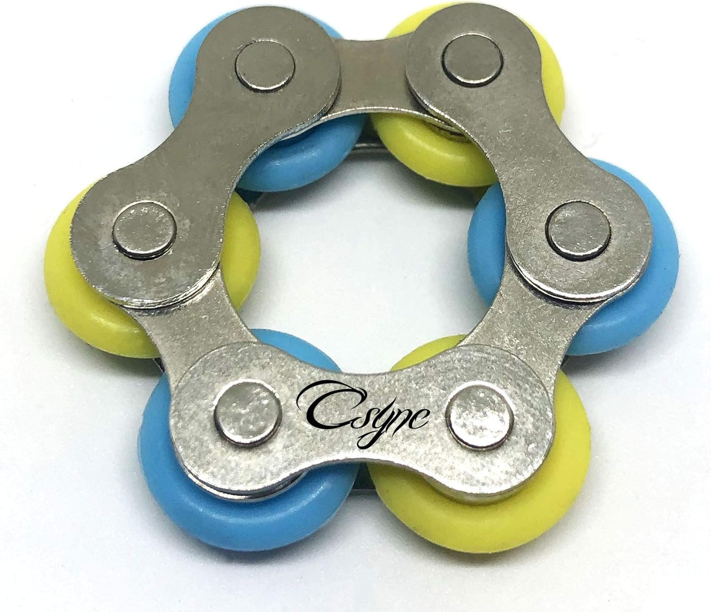 Fidget Toys Flippy Roller Chain - Stress Relief Perfect for ADHD, ADD, Anxiety in Classroom, Office, School, Work for Students, Teens, Adults Stocking Stuffers Gifts (3 Piece) (Yellow)