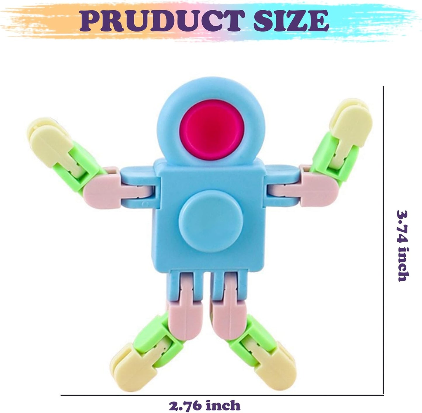 Fidget Spinners, Transformable Chain Robot Fingertip Toy, Gyro Fidget Sensory Toys, Stress Relief Fidget Toy for Kids Adult, Pinata Goodie Bag Stuffers Birthday School Gift (4 Pack)