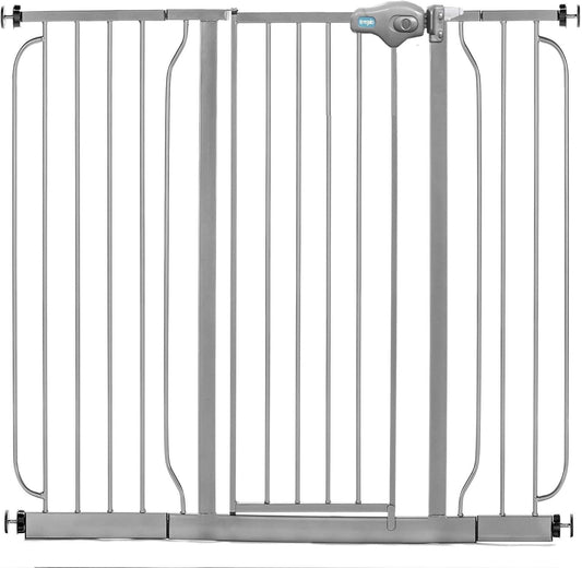 Regalo Easy Step 49-Inch Extra Wide Baby Gate, Includes 4-Inch and 12-Inch Extension Kit, 4 Pack of Pressure Mount Kit and 4 Pack of Wall Mount Kit, Platinum - Total Pack of 1
