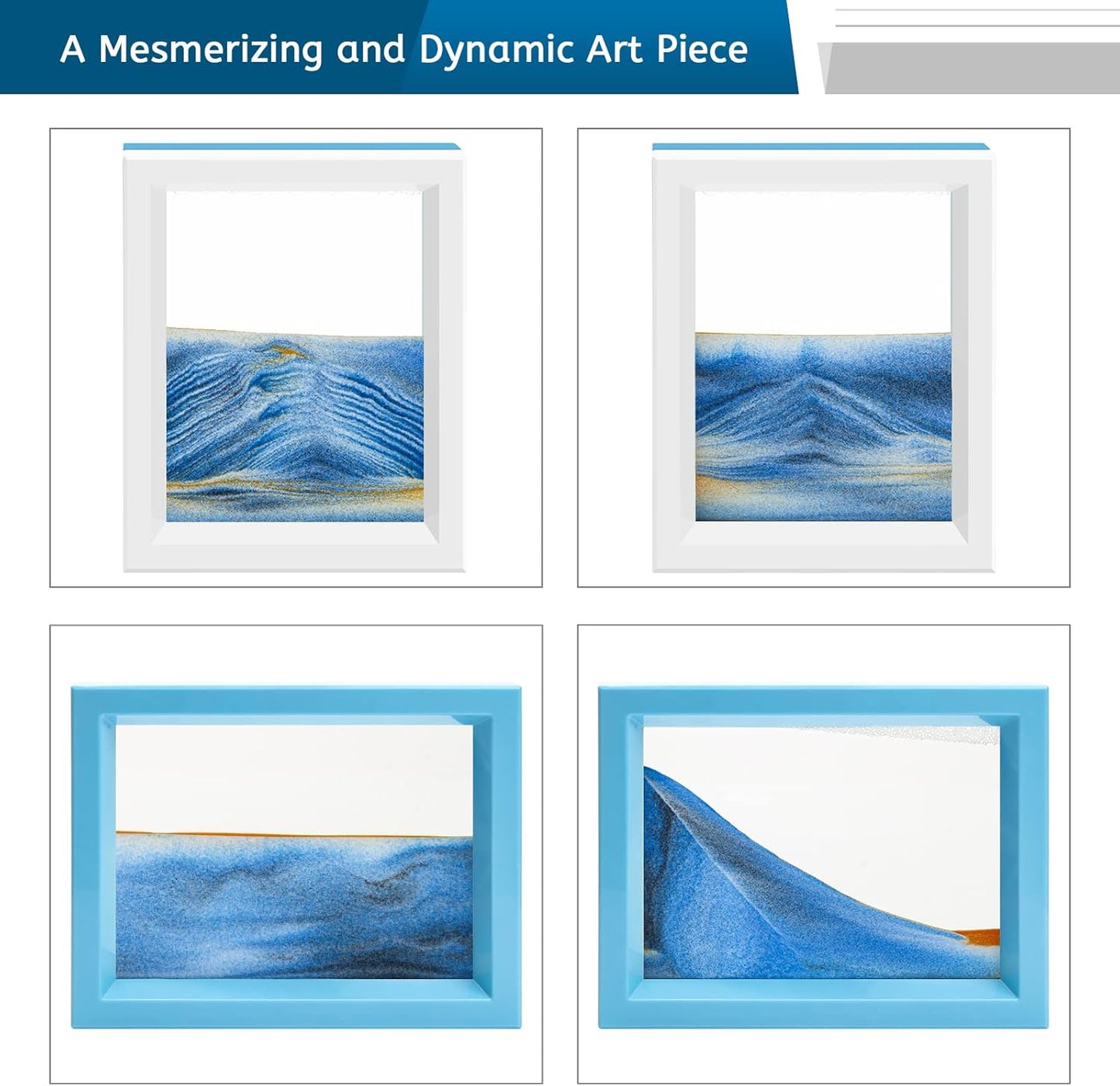 Coitak Liquid Motion Bubbler Timer and Sandscape Moving Sand Picture, 2 Pack Liquid Bubbler Relaxing Desk Toys, Moving Sand Art for Home Decor and Office