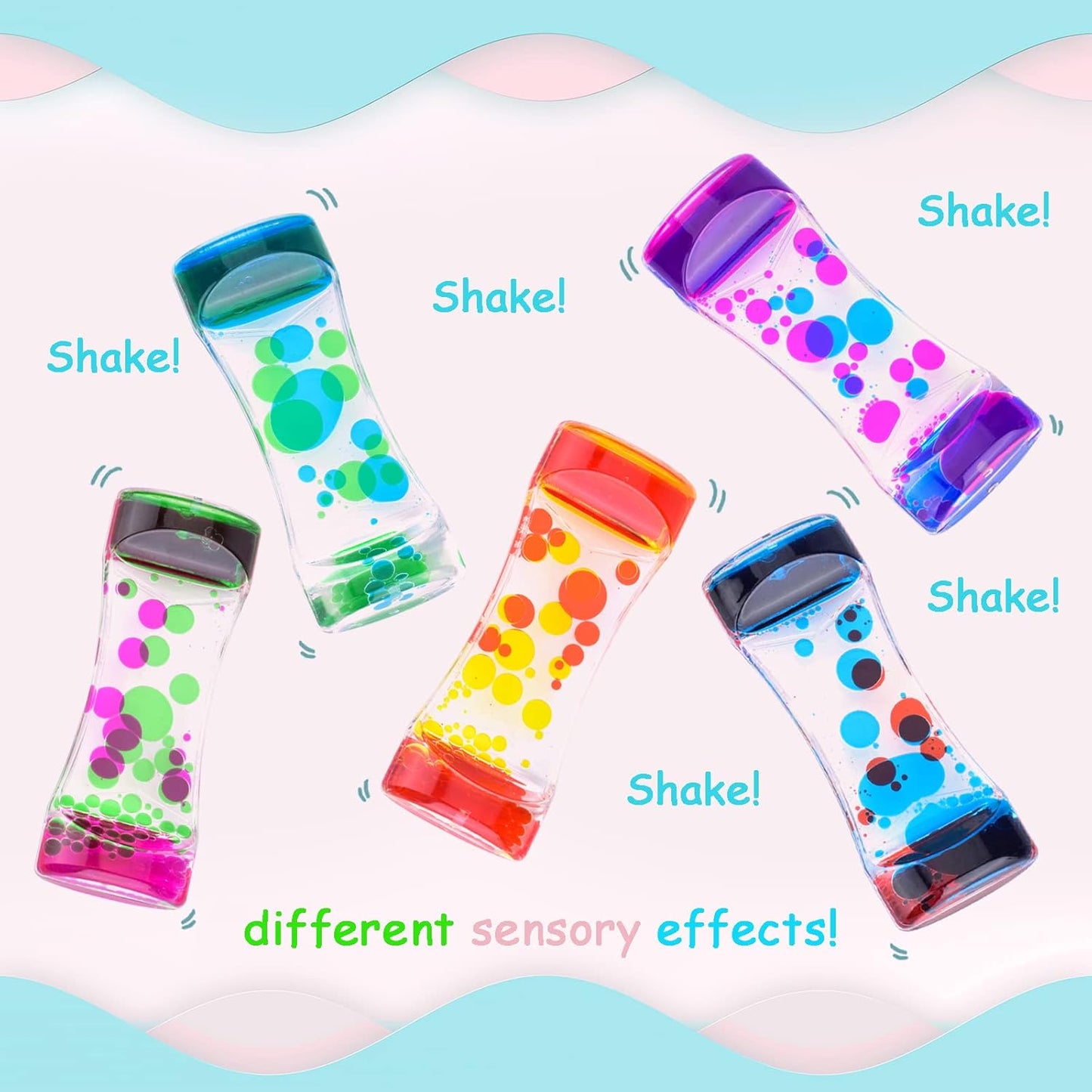 Liquid Motion Bubbler Pack of 8 Liquid Bubbler Timers Relaxing Calming Fidget Toys for Sensory Play,Colorful Hourglass for Autism ADHD,Cool Desktop Decor,Nice Gift Idea