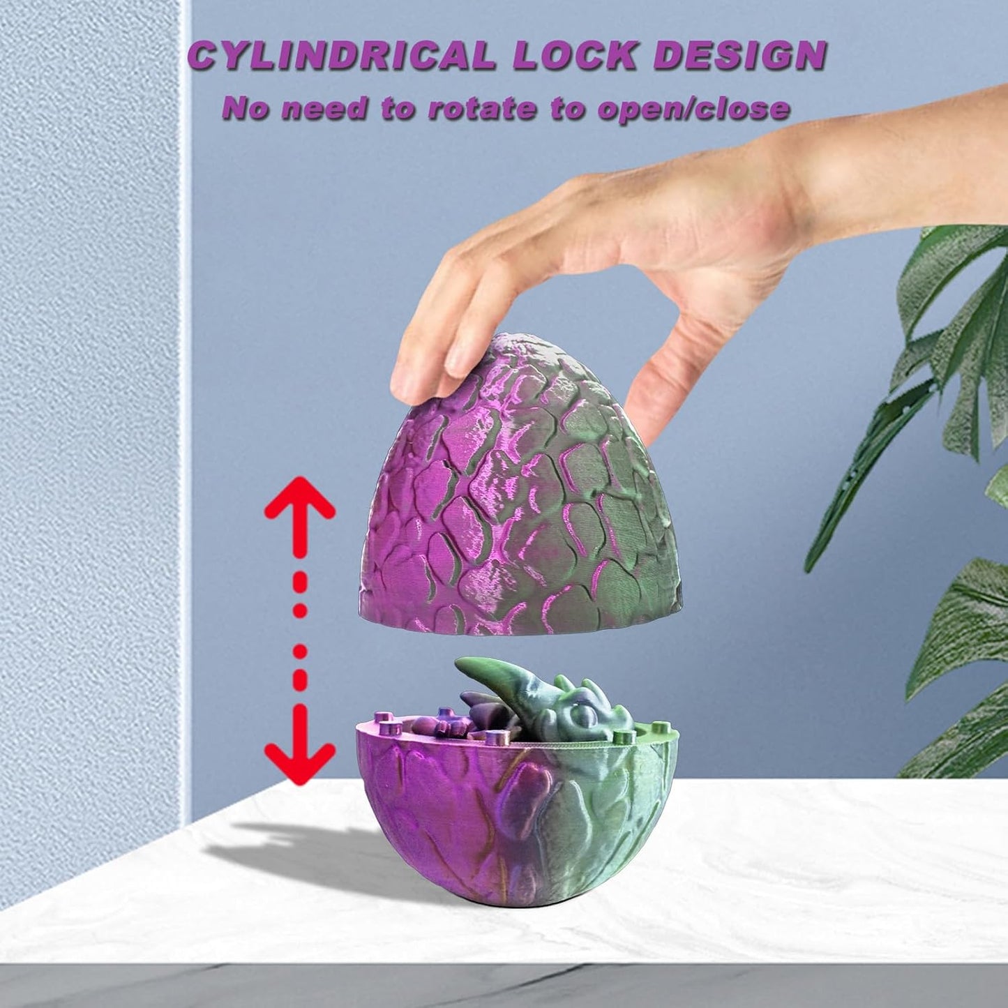 Dragon Eggs with Dragon Inside, 12" Full Articulated 3D Printed Dragon Fidget Toys, Home/Office Decor Executive Desk Toys Xmas/Easter Gift for Kids Dragon Lovers (Multicolors)