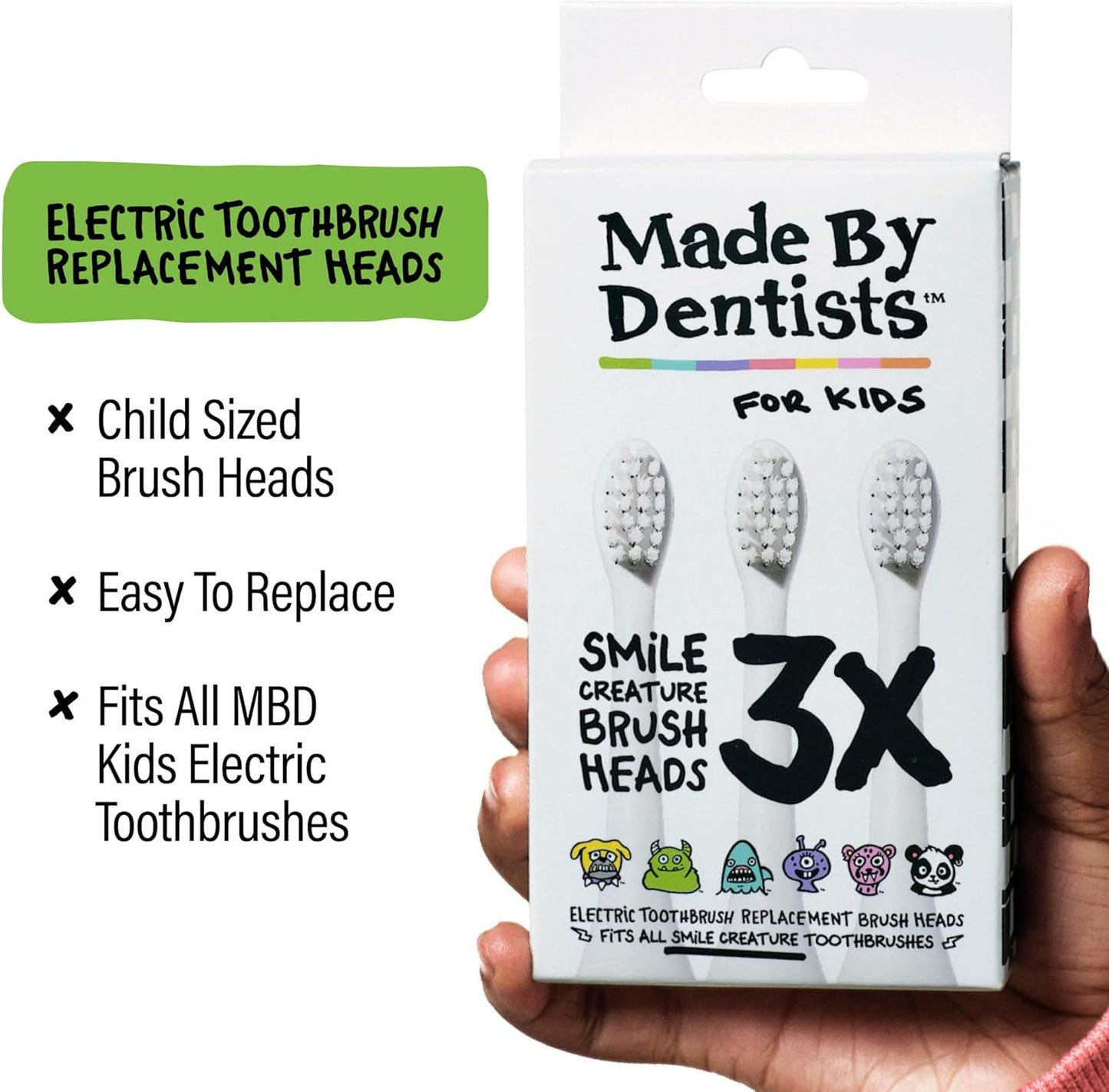 Kids Electric Toothbrush - Rechargeable Vibrating Toothbrush with Timer, Includes 6 Replacement Heads, Gently Cleans Teeth, for Girls and Boys, Kids & Toddlers Age 2+, Monster