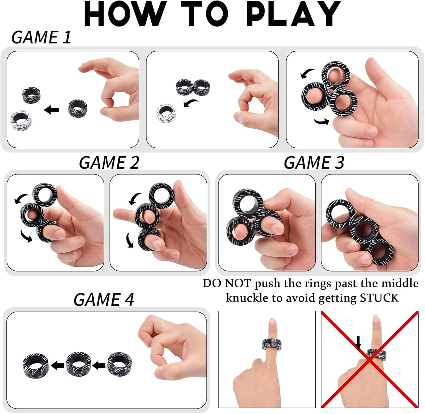 3Pcs Magnetic Rings Fidget Toys for Teens, Adults&Kids|Fidget Pack Under 10 Dollars|ADHD Fidget Toy Pack for Anxiety Relief,Coolest Gifts for Teen Boys,Birthday Gifts for 8 9 10 11+ Year Old Boy&Girl