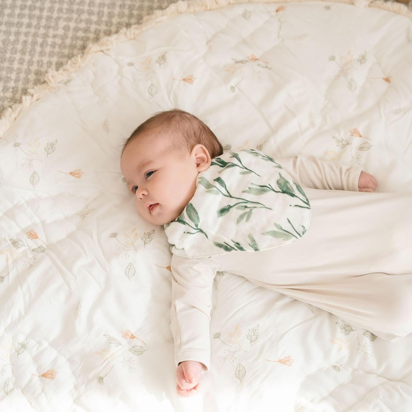 Crane Baby Soft Muslin Baby Bib Set, Adjustable and Absorbent Bandana Style Bibs for Boys and Girls, Floral, 3 Piece, 18.5” x 9”