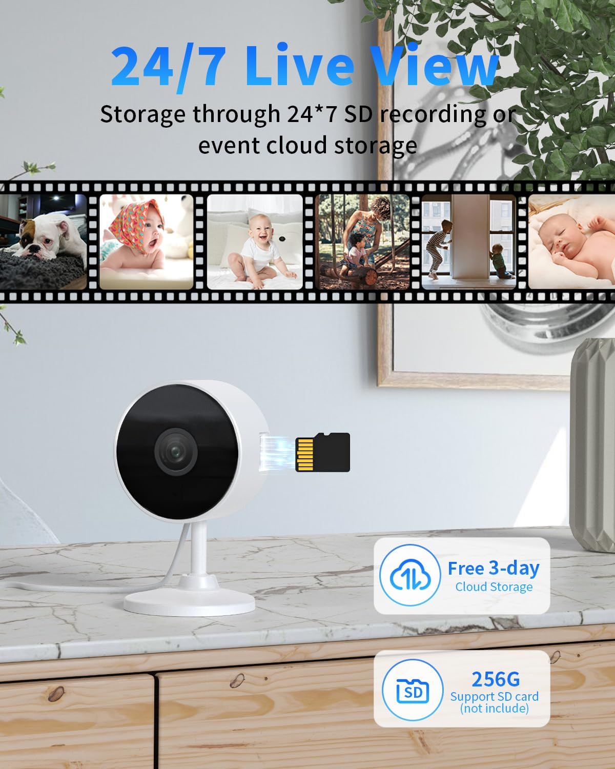 [5G & 2.4G] 2K Indoor Security Cameras for Home Security, AI Voice Change for 2-Way Talk, Motion Detection, Night Vision, 24/7 SD Recording/Cloud Storage, Baby Monitor/Dog/Pet Camera with Phone App, 4