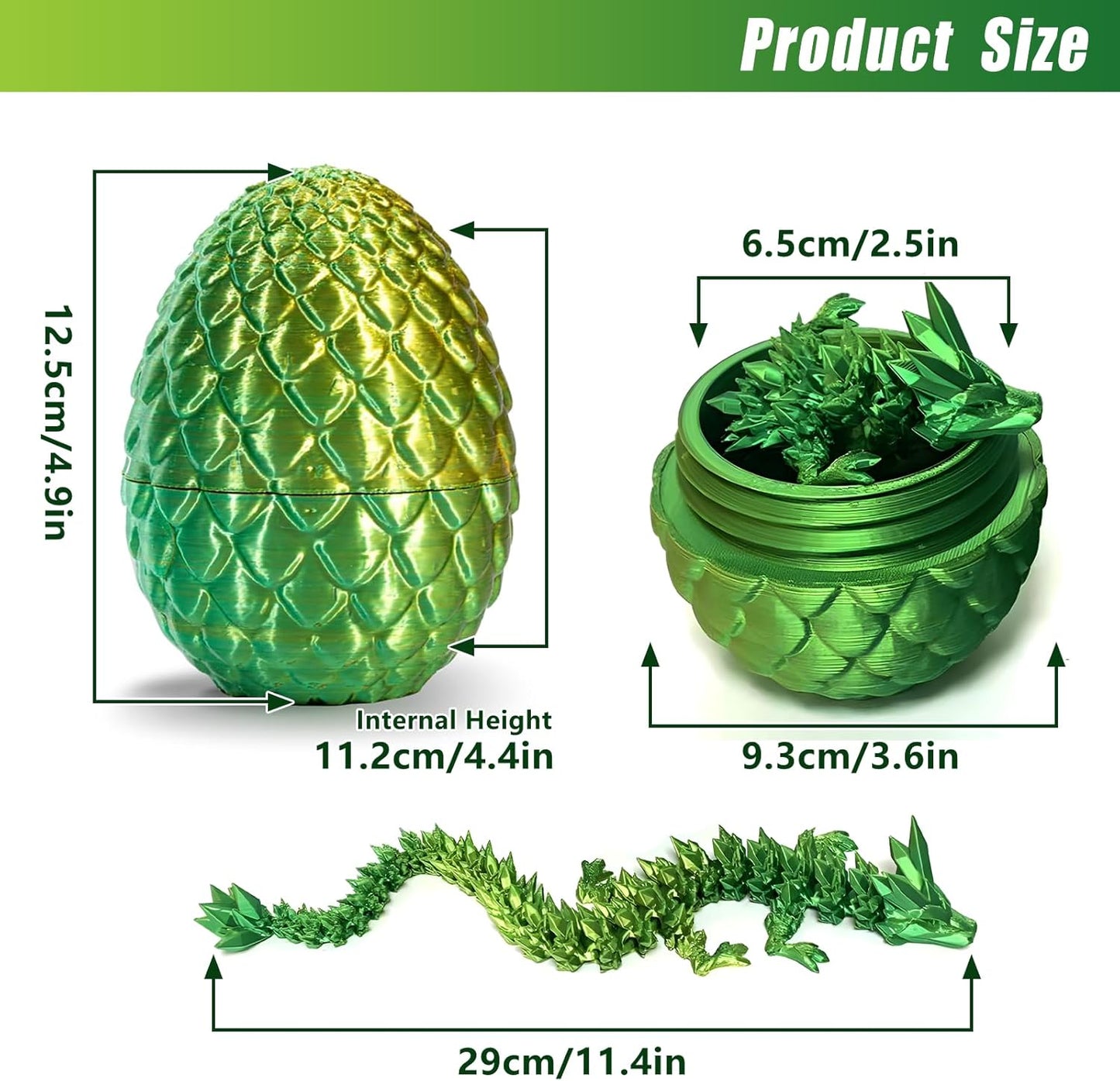 Easter Dragons 3D Printed Dragon Egg with Dragon Inside Crystal Dragon Fidget Toy for Adult Full Articulated Dragon for Home Office Decor