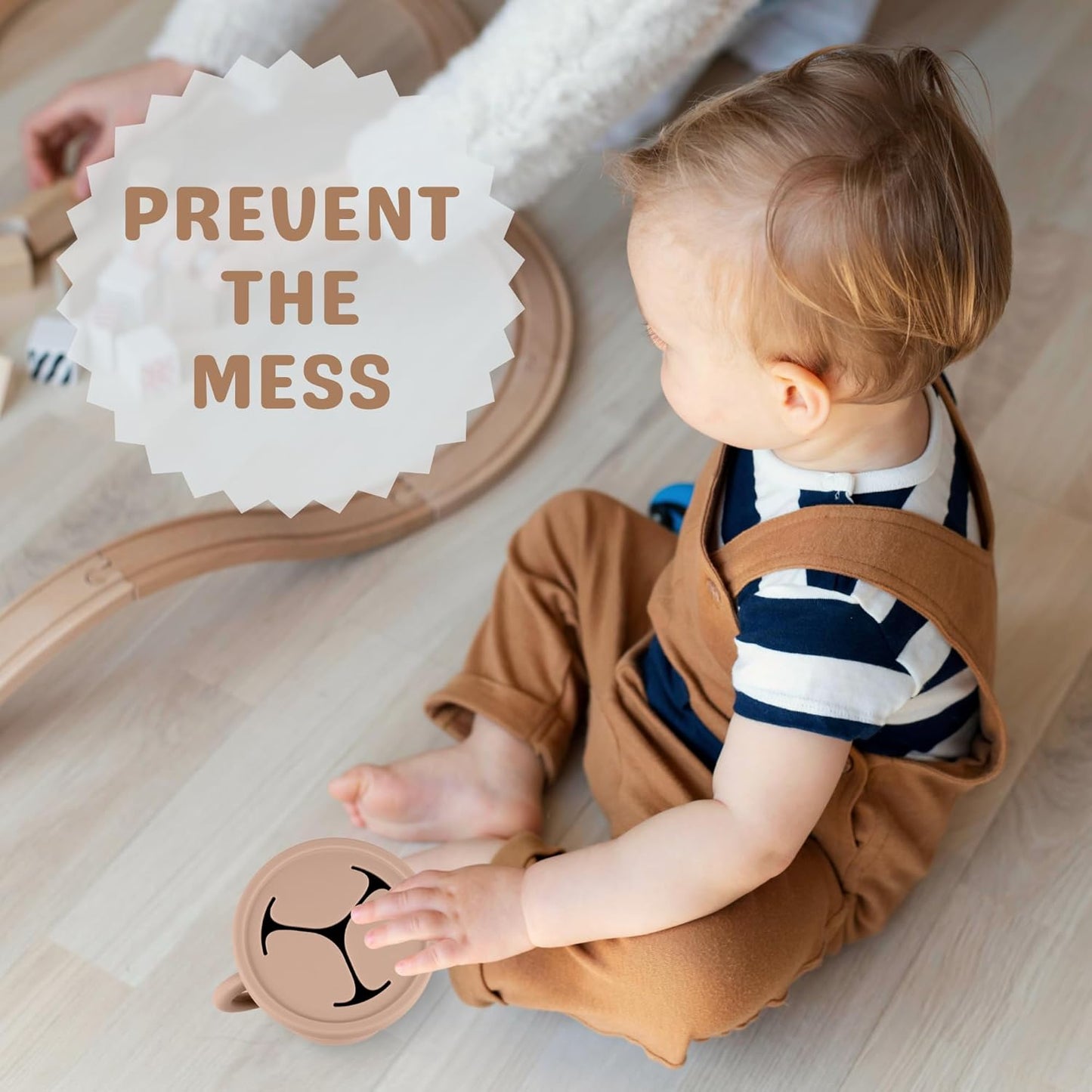 Snack Containers for Toddlers, Kids - 2 Pack Food Grade Silicone Snack Cups with Grip Handle (Natural/Sage)