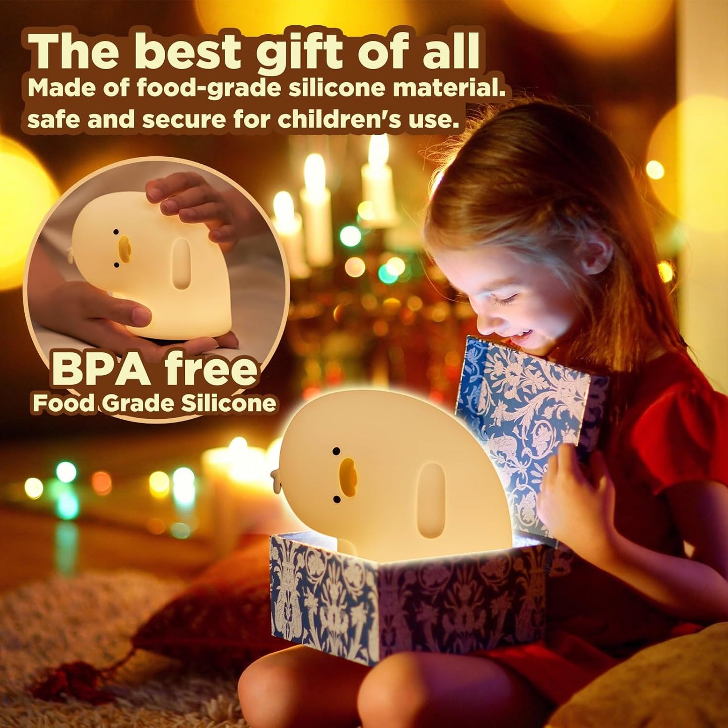 Cute Duck Lamp, Fun LED Squishy Animal Night Light - Chicken/Pig/Rabbit/Panda Options, Toddler Baby Nursery Touch Kawaii Light for Kids, Room/House Decor