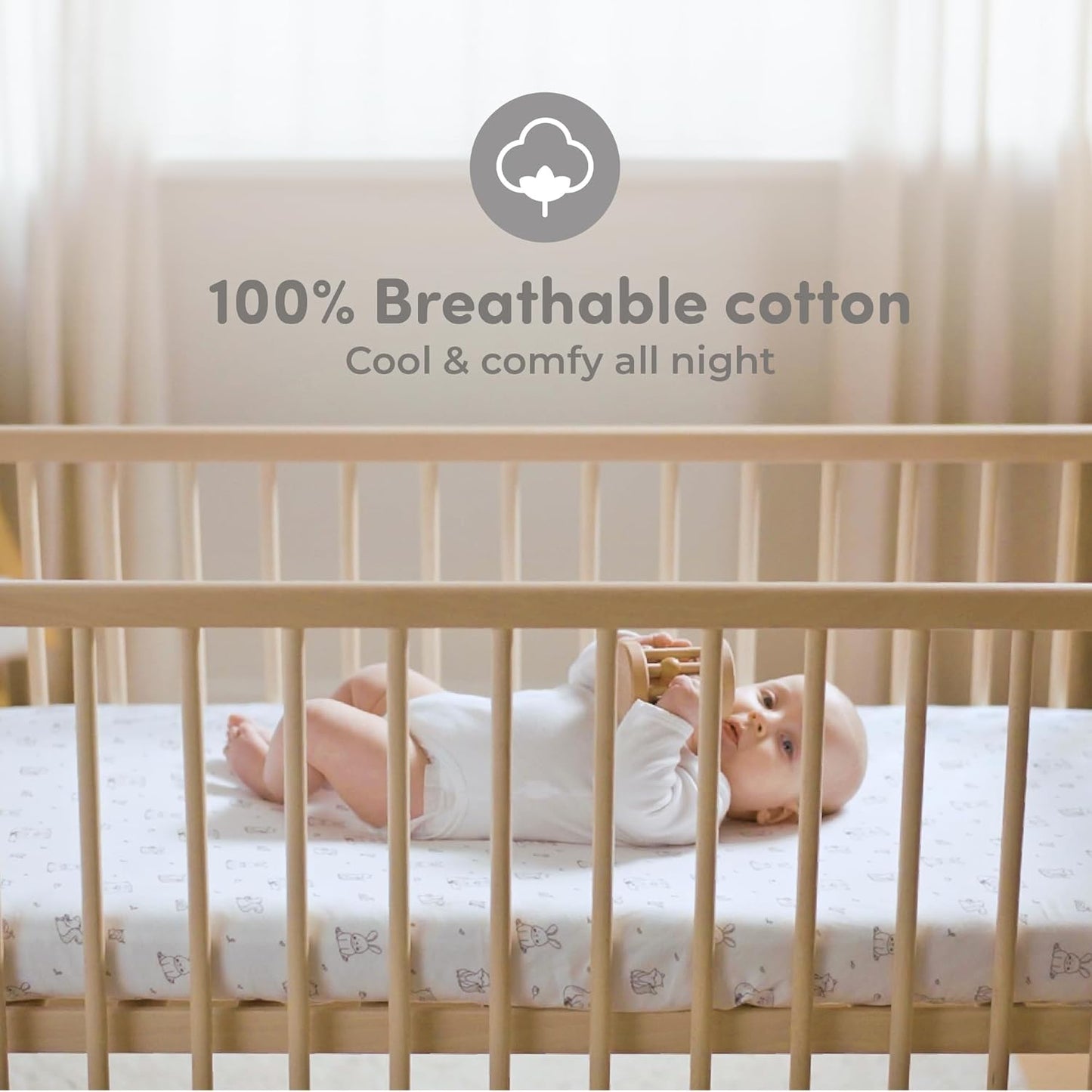 Sweety Fox 2-Pack Crib Sheets - Soft Cotton Jersey Fitted Sheets for Boys and Girls, Mini Crib Sheets, Toddler Bed Sheets (Woodland)