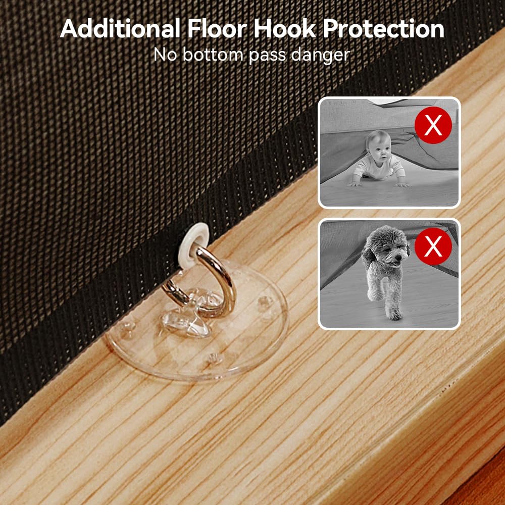 COMOMY 118" Retractable Baby Gates Extra Wide, Retractable Dog Gate for Large Openings, Extra Long Dog Gates for The House, Extra Large Mesh Pet Gate for Stairs, Doorways, Hallways, Indoor&Outdoor