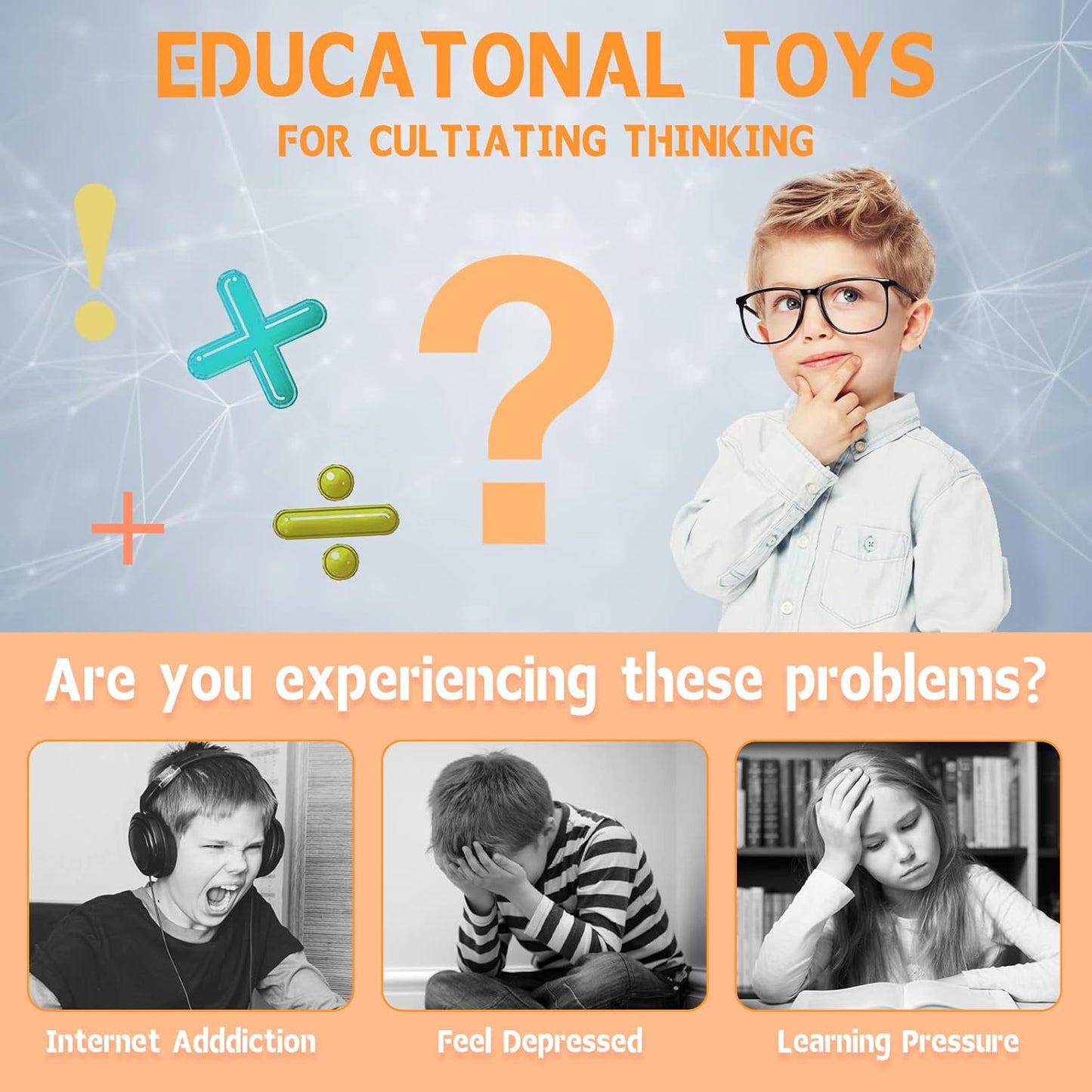 Magic Cube Bean Puzzle,Rotate and Puzzle,Stress and Anxiety Relief Fidget Toys,Brain Teasers Travel Games for Kids Teens Adults,Sensory Toys for Autistic ADHD,Pop Birthday Gift(Orange)