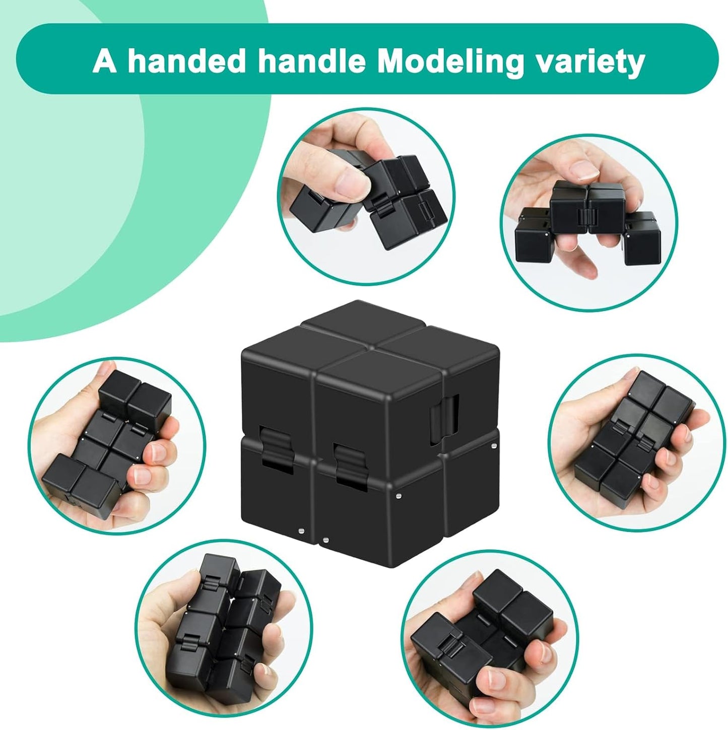 Infinitycube Fidget Toy Stress Relieving Fidgeting Game for Kids and Adults,Cute Pocket-sized Unique Gadget for Anxiety Relief and Kill Time (Black)