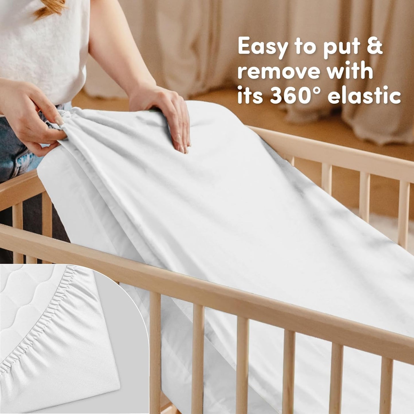 Sweety Fox 2-Pack Crib Sheets - Soft Cotton Jersey Fitted Sheets for Boys and Girls, Mini Crib Sheets, Toddler Bed Sheets (White/Sage)