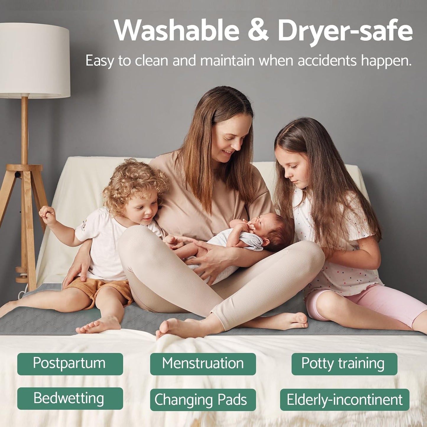 CoolShields Waterproof Bed Pads, 60" x 36" Washable Reusable Mattress Protector Bedwetting Pad for Incontinence