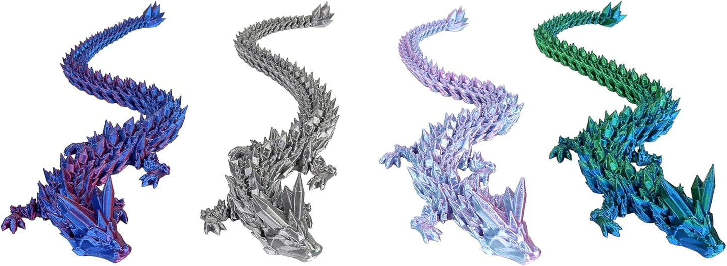 2024 New 3D Printed Dragon in Eggs, 12" Rainbow Crystal Articulated Dragon Fidget Toy for Adult, Easter Eggs Filled with Toys, Home Office Decor Executive Desk Toys (Green)