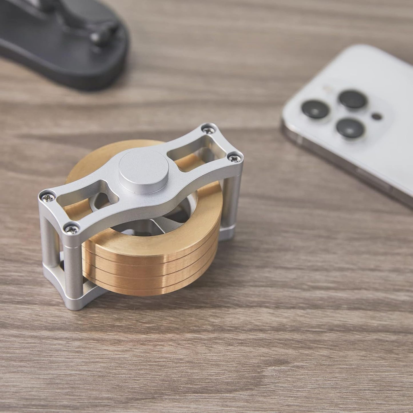 Metal Spinning Top Perpetual Motion Machine Silent Spinners Tech Gyro Desk Toys for Adult with Anxiety Exceed 30 Mins Long Lasting, Stainless Steel Desk Fidget Toy