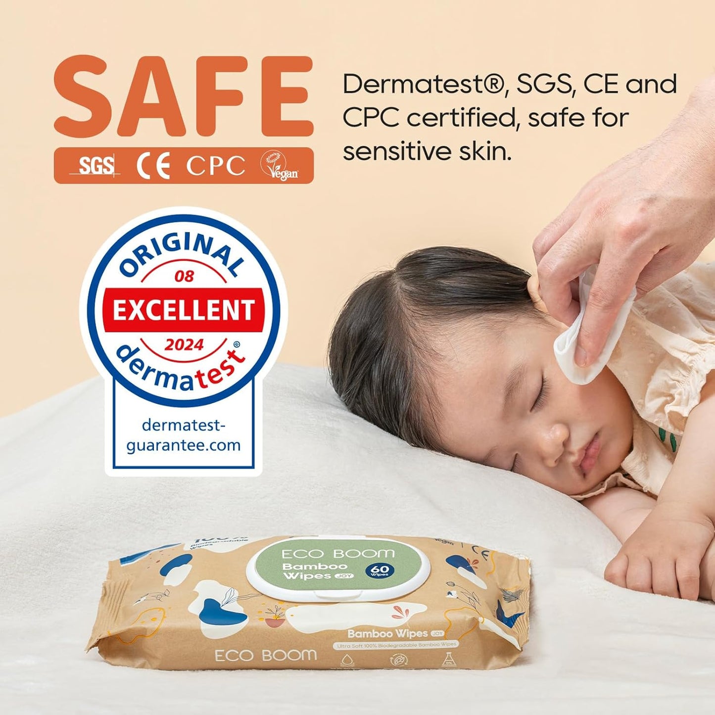 ECO BOOM bamboo Baby Wipes | natural | 100% Plant-Based & fragrance free | Unscented & safe for Sensitive Skin | 99% Water | 16 Pack, Bulk Total of 960