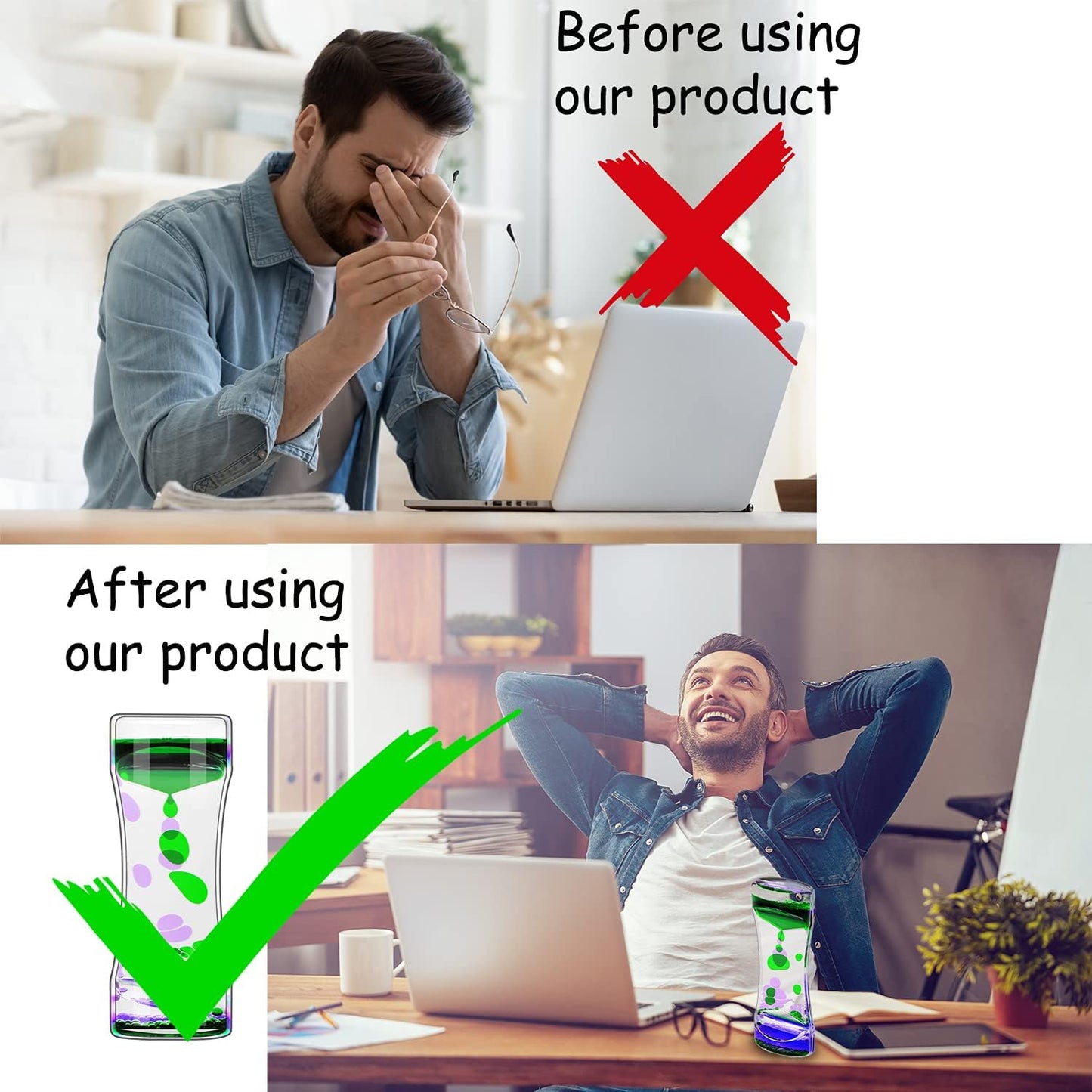 Liquid Motion Bubbler Timer Pack of 10 Great Desktop Colorful Hourglass Liquid Bubbler Small Calming Relaxing Toys Sensory Anxiety Autism ADHD Fidget Toys (10 Pack, Rainbow)