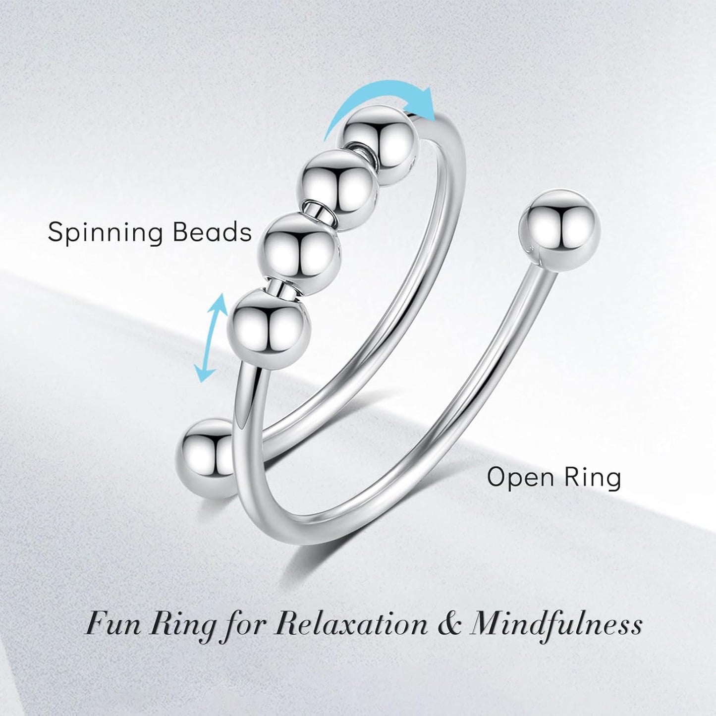 INFUSEU Funny Spinner Fidget Rings for Women Girls Anti Anxiety Stress Worry, Adjustable Size